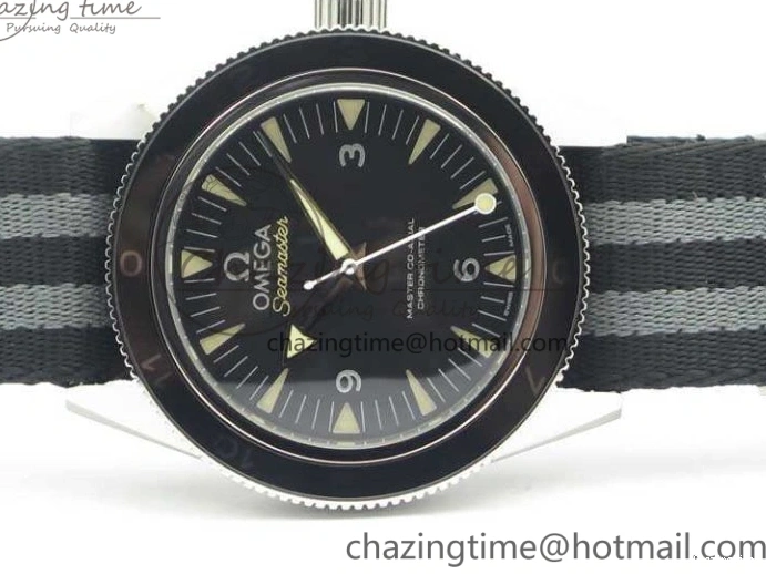 0228 Seamaster 300 Master Spectre SS MKS Best Edition Black Dial On Nylon Strap A SunProtective 8083